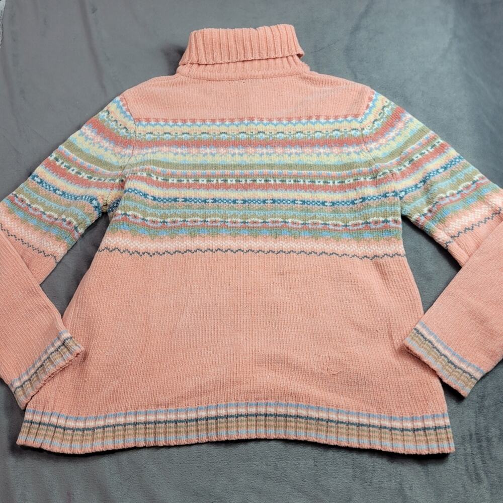 Carolyn Taylor Turtleneck Sweater Womens Size Medium Pale Pink Stripe Fair Isle - Picture 11 of 12